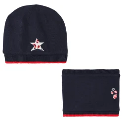 Chapeaux, Bonnets, Écharpes*Nano & nanette Parure tour de cou + bonnet de Bleu mouline