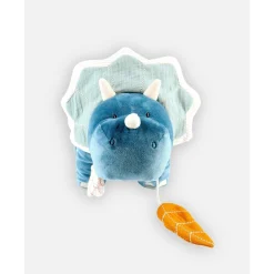 Peluches Musicales*Noukies Peluche d'activités Ops en Veloudoux et mousseline de coton BIO de Bleu