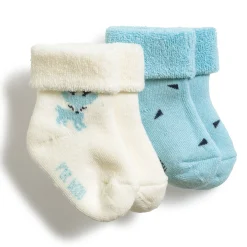 Chaussettes, Chaussons*P'tit bisou Petit cocon Lot 2 Paires Chaussettes de Bleu / Porcelaine