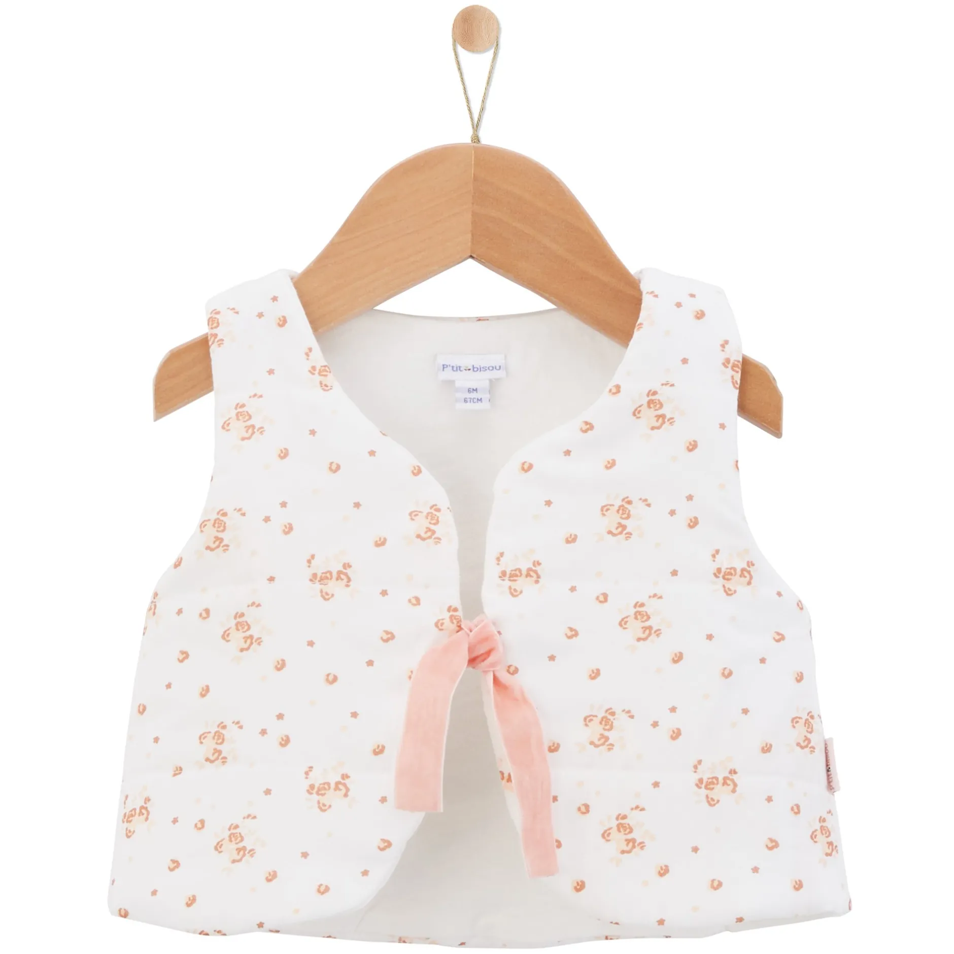 Vestes, Manteaux, Pilotes*P'tit bisou Petit Cocon Veste sans manches de Imprimé Roses
