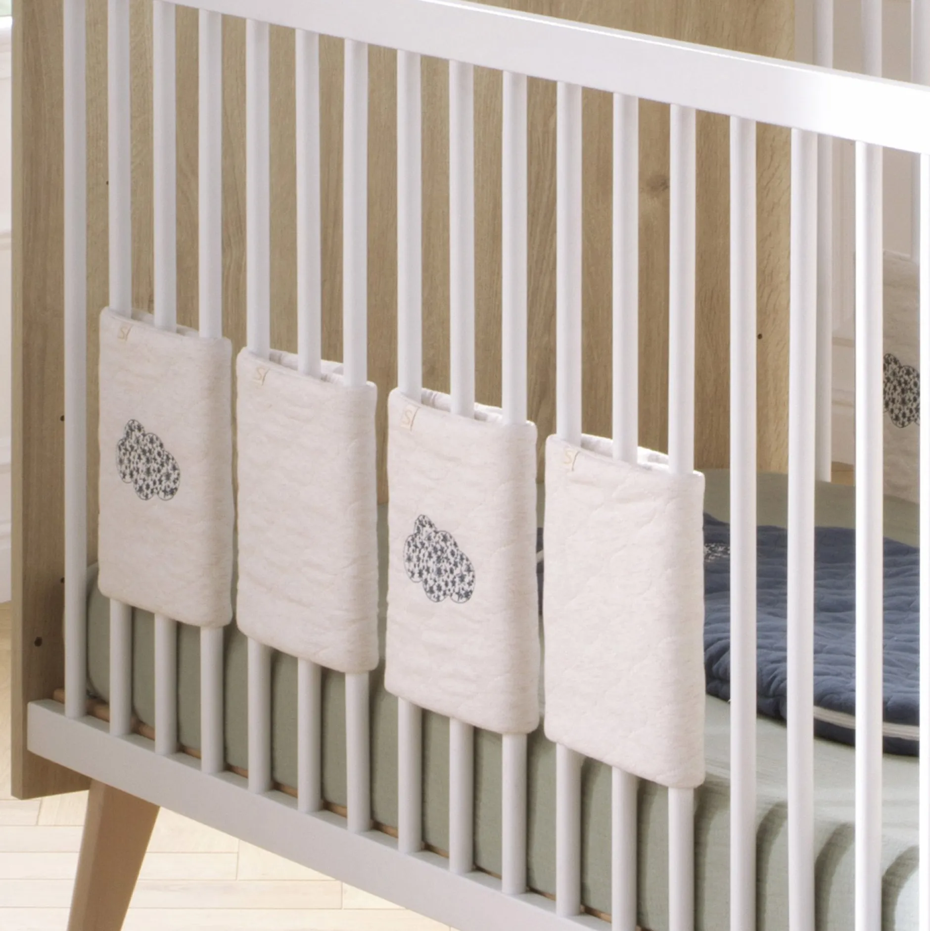 Tours De Lit*Sauthon Baby's Sweet Home Petit Nuage Protection barreaux x8 de Blanc