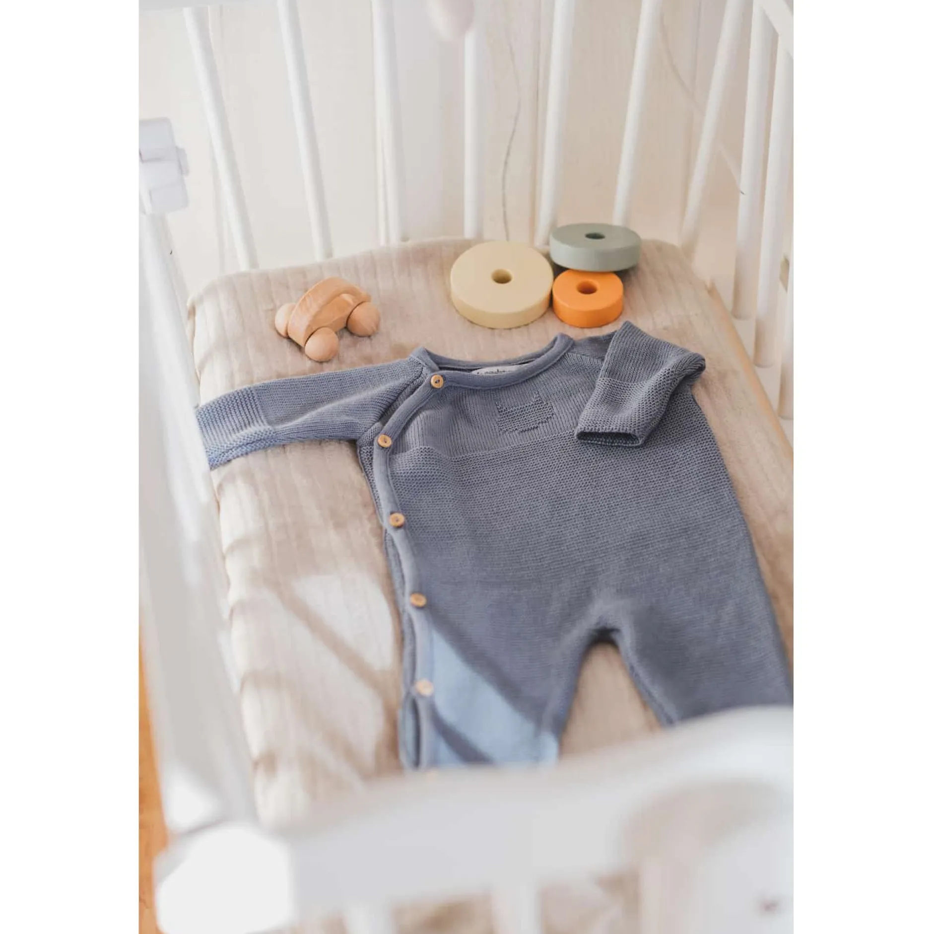 Combinaisons, Salopettes|Combinaisons, Salopettes*La Manufacture de Layette Petits chats Combinaison en tricot de Bleu Orage