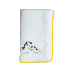 Couvertures*Sauthon Baby's Sweet Home Pluche et Pompon couverture 75 x 100 cm de Blanc/Jaune