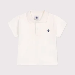 T-Shirts, Polos, Chemises*Petit Bateau Polo bébé en coton manches courtes uni de Blanc Marshmallow