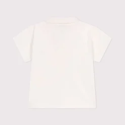 T-Shirts, Polos, Chemises*Petit Bateau Polo bébé en coton manches courtes uni de Blanc Marshmallow