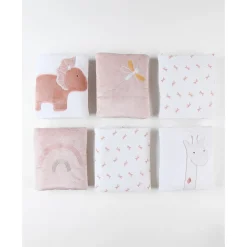 Tours De Lit*Noukies Popsie, Gigi & Louli Protège barreaux lits / parcs de Écru / Rose poudré