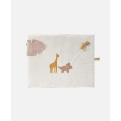 Tapis D'Éveil*Noukies Popsie, Gigi & Louli Tapis d'activités / Tapis de parc Popsie mousseline 75 x 95 cm de Écru/Rose