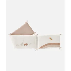 Tours De Lit*Noukies Popsie, Gigi & Louli Tour de lit Veloudoux de Écru / Rose poudré