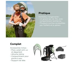 Tout Pour Vos Balades|Porte Bébé Dorsal*Babymoov Porte-bébé de randonnée Moov & Hike de Sauge