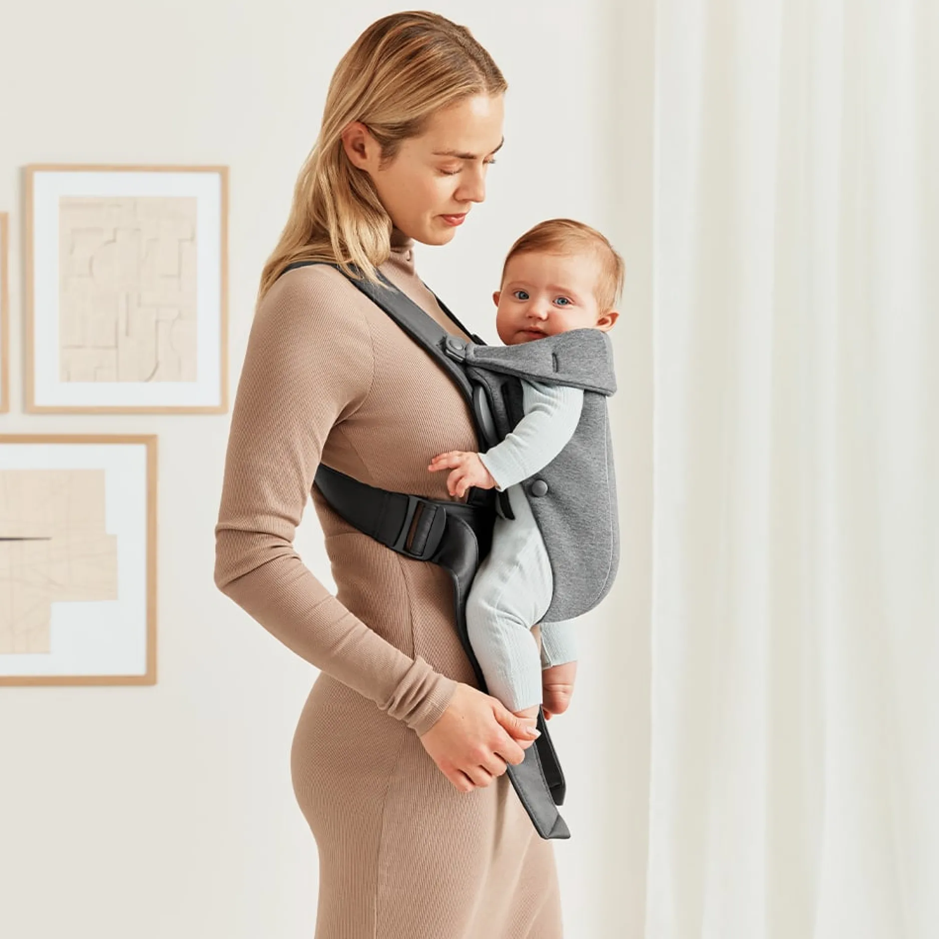 Porte Bébé Ventral|Tout Pour Vos Balades*BabyBjörn Porte-bébé Mini de Gris Foncé Jersey 3D