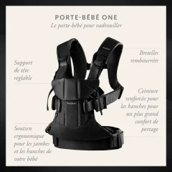 Porte Bébé Dorsal|Porte Bébé Ventral*BabyBjörn Porte-bébé One de Gris denim / foncé cotton mix