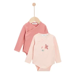 Bodies*Marèse Poésie d'Automne Lot de 2 bodies manches longues de Pink Thé