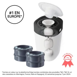 Poubelles*Tommee Tippee Poubelle à Couches Avancée Twist & Click Starter-Pack, Lot de 4 Recharges de Blanc