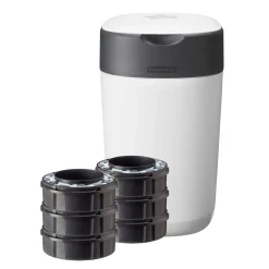 Poubelles*Tommee Tippee Poubelle à Couches Avancée Twist & Click Starter-pack, Lot de 6 Recharges de Blanc