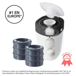 Poubelles*Tommee Tippee Poubelle à Couches Avancée Twist & Click Starter-pack, Lot de 6 Recharges de Blanc