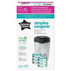 Poubelles*Tommee Tippee Poubelle à Couches Simplee, 6x Recharges de Gris