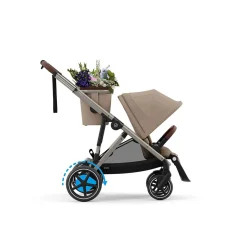 Poussettes Doubles & Triples|Tout Pour Vos Balades*CYBEX Poussette e-Gazelle S + Panier shopping de Châssis Taupe - Almond Beige