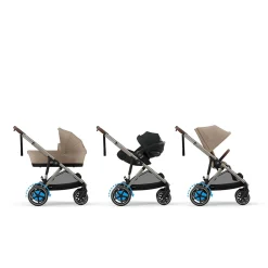 Poussettes Doubles & Triples|Tout Pour Vos Balades*CYBEX Poussette e-Gazelle S + Panier shopping de Châssis Taupe - Almond Beige