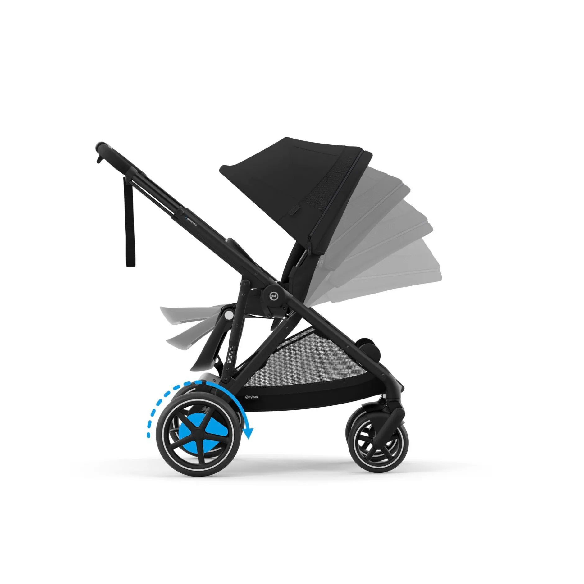 Poussettes Doubles & Triples|Tout Pour Vos Balades*CYBEX Poussette e-Gazelle S + Panier shopping de Châssis Black - Moon Black