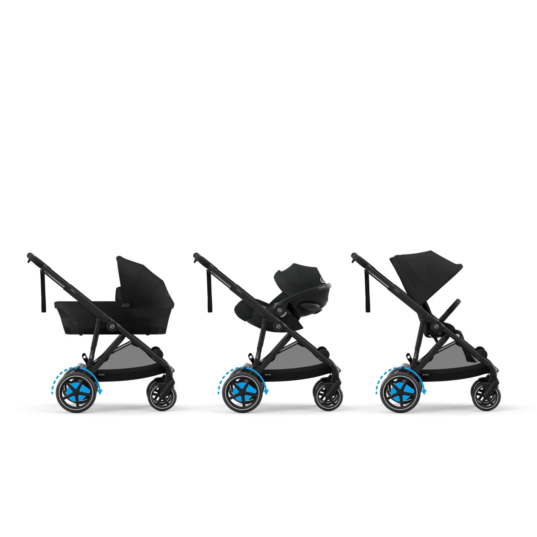 Poussettes Doubles & Triples|Tout Pour Vos Balades*CYBEX Poussette e-Gazelle S + Panier shopping de Châssis Black - Moon Black
