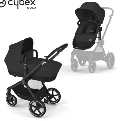 Poussettes 2-En-1|Tout Pour Vos Balades*CYBEX Poussette 2-en-1 Eos Lux de Châssis Noir - Moon Black