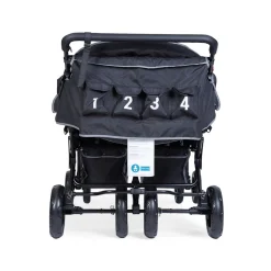 Poussettes Doubles & Triples|Tout Pour Vos Balades*Childhome Poussette Quadruple avec frein auto + housse de pluie + pare-soleil de Noir