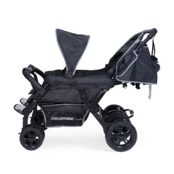 Poussettes Doubles & Triples|Tout Pour Vos Balades*Childhome Poussette Quadruple avec frein auto + housse de pluie + pare-soleil de Noir
