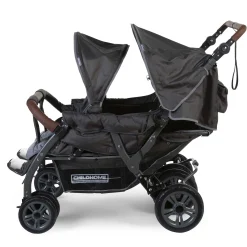 Poussettes Doubles & Triples|Tout Pour Vos Balades*Childhome Poussette Quadruple avec frein auto + housse de pluie + pare-soleil de Noir