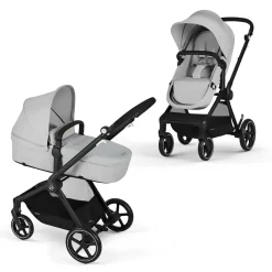 Tout Pour Vos Balades|Nacelles*CYBEX Poussette Trio EOS : Poussette 2-en-1 EOS + Aton B2 i-Size + Adaptateurs de Stone Grey