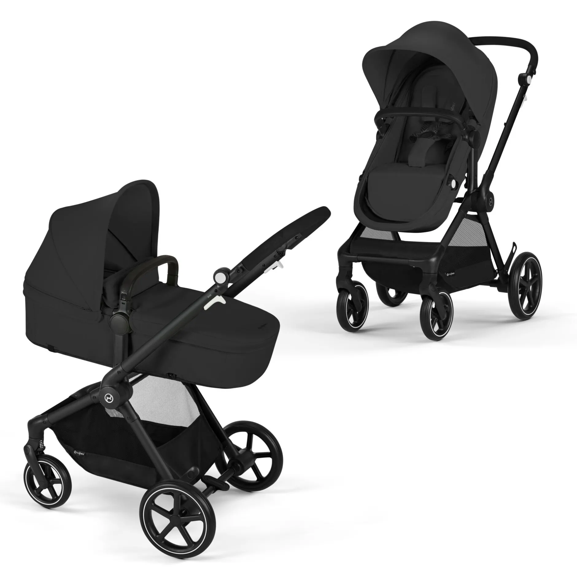 Tout Pour Vos Balades|Nacelles*CYBEX Poussette Trio EOS : Poussette 2-en-1 EOS + Aton B2 i-Size + Adaptateurs de Moon Black