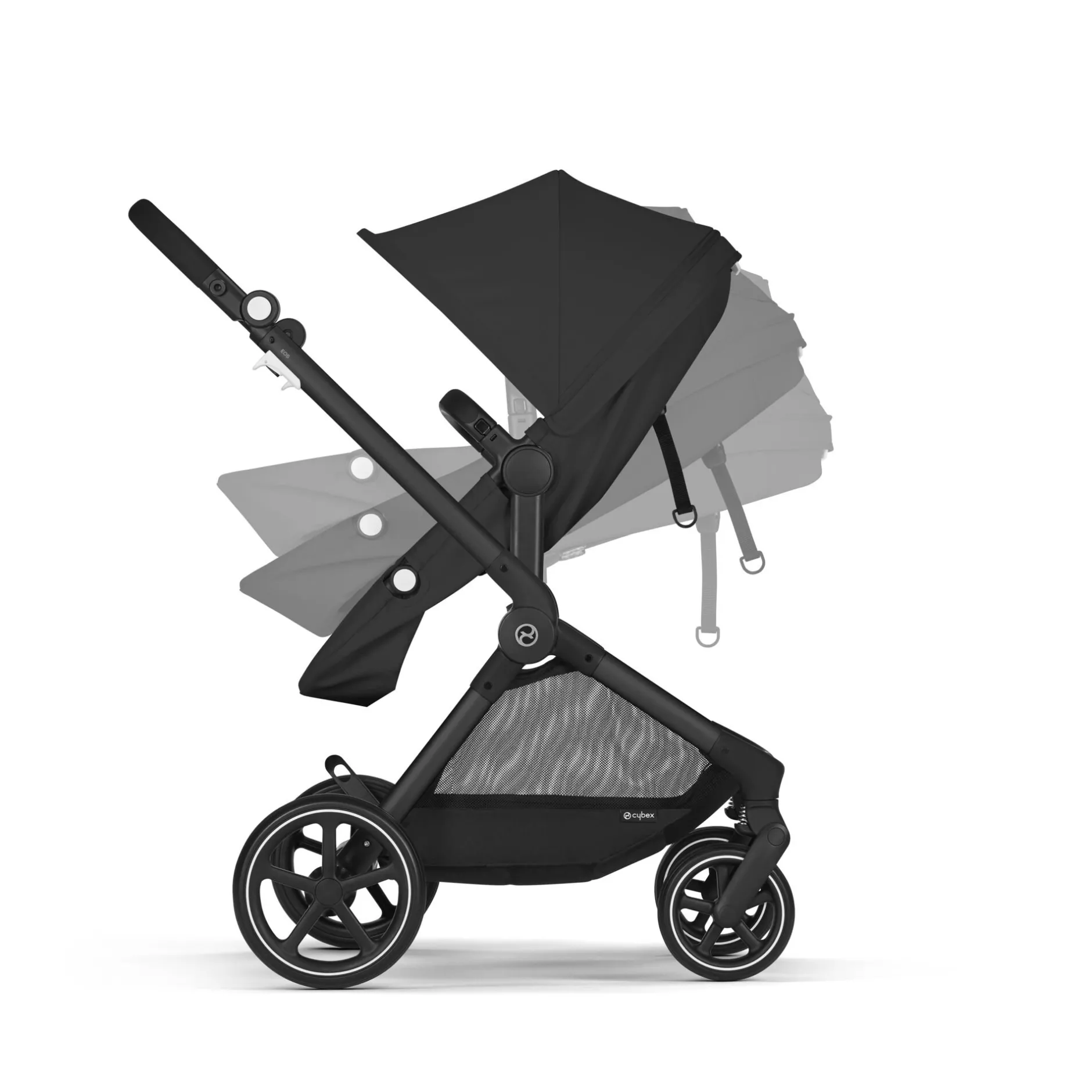 Tout Pour Vos Balades|Nacelles*CYBEX Poussette Trio EOS : Poussette 2-en-1 EOS + Aton B2 i-Size + Adaptateurs de Moon Black