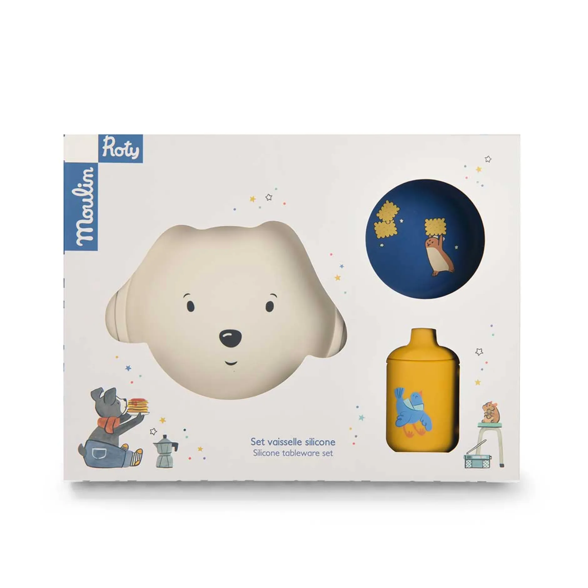 Coffrets*Moulin Roty Puce & Pilou Set vaisselle silicone de