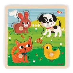 Puzzle|Jouets En Bois*Janod Puzzle bois tactile premiers animaux 4 pièces de