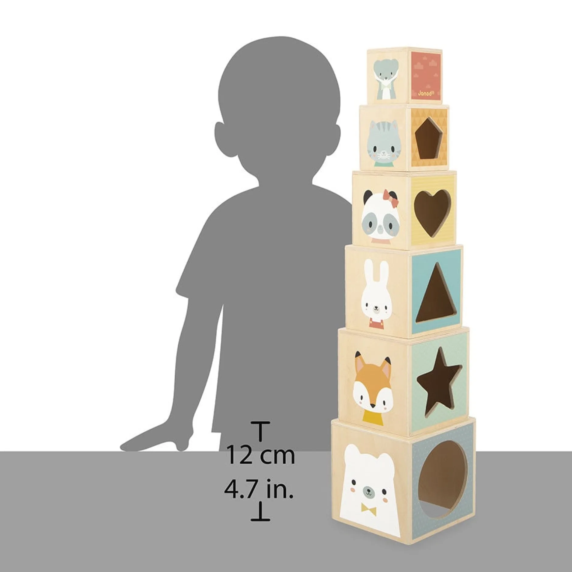 Jouets En Bois|Jeux De Formes*Janod Pyramide 6 cubes Pure de