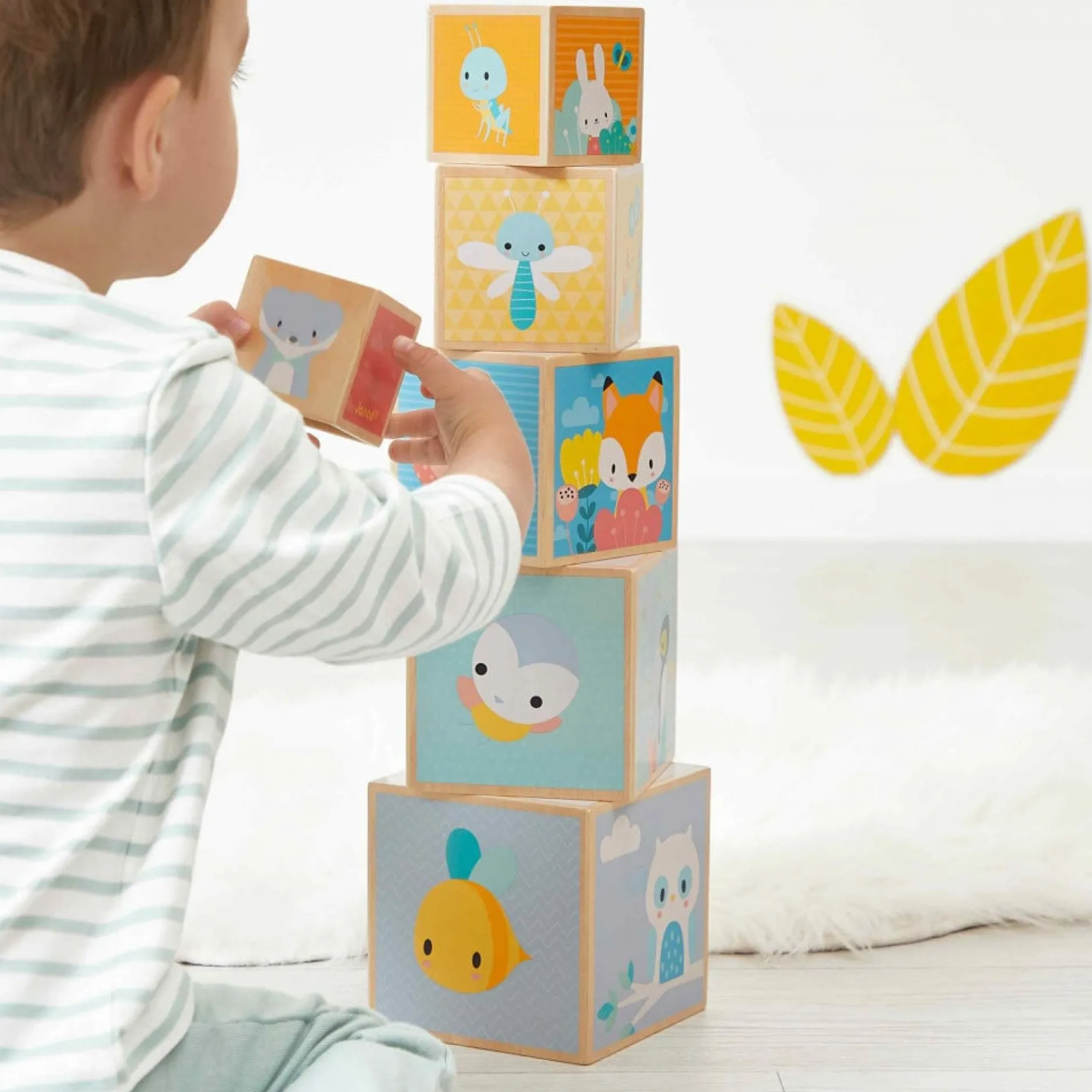 Jouets En Bois|Jeux De Formes*Janod Pyramide 6 cubes Pure de