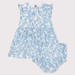 Robes, Jupes*Petit Bateau Robe bébé en coton et son bloomer imprimés cerises bleues de Porcelana