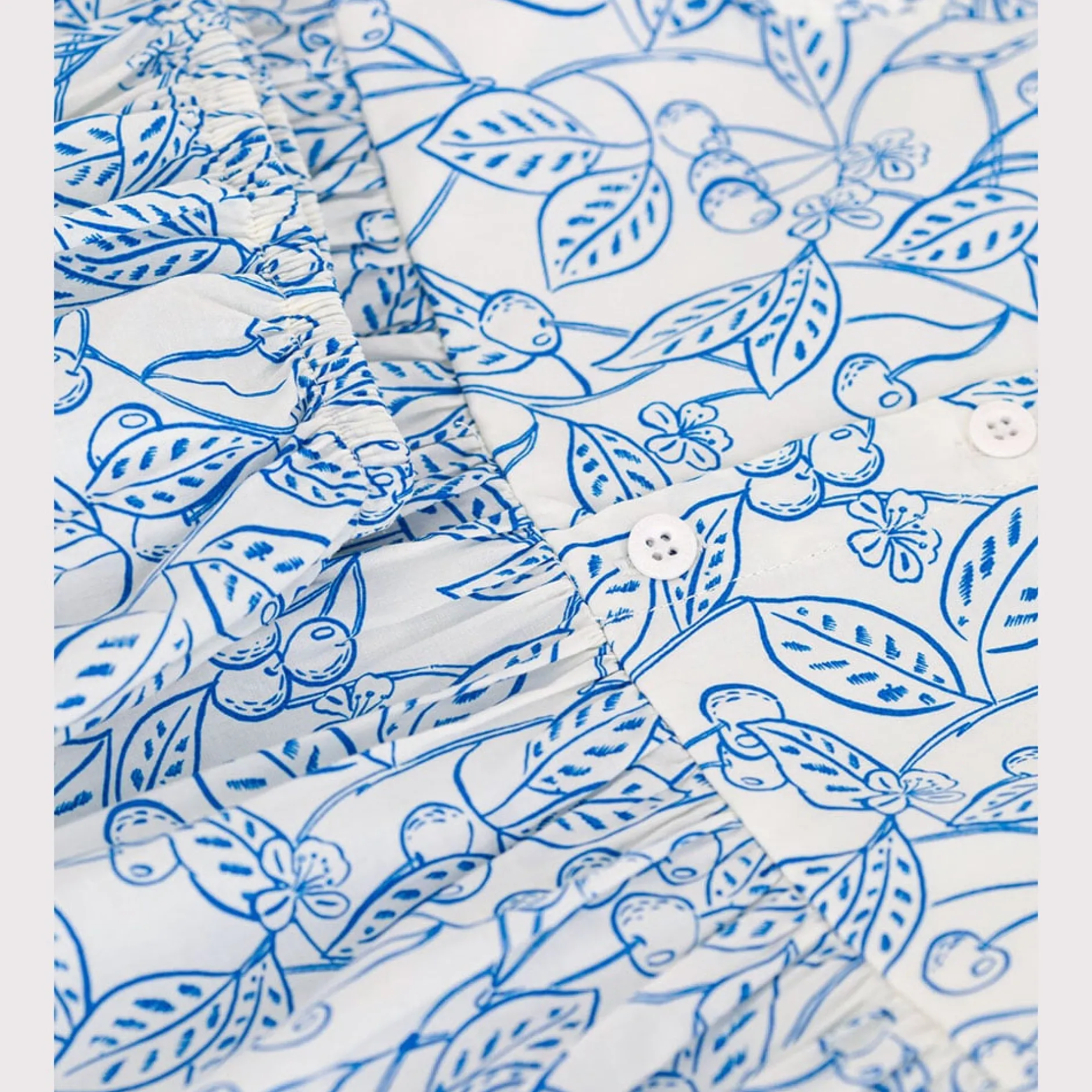 Robes, Jupes*Petit Bateau Robe bébé en coton et son bloomer imprimés cerises bleues de Porcelana