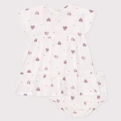 Robes, Jupes*Petit Bateau Robe bébé en coton manches courtes et bloomer imprimés cœurs de Avalanche