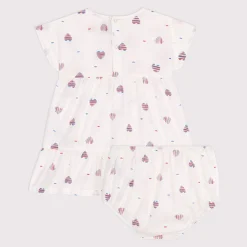 Robes, Jupes*Petit Bateau Robe bébé en coton manches courtes et bloomer imprimés cœurs de Avalanche
