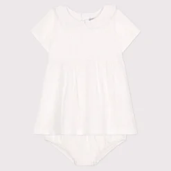 Robes, Jupes*Petit Bateau Robe blanche bébé en coton, bloomer et leurs détails ajourés de Ecume