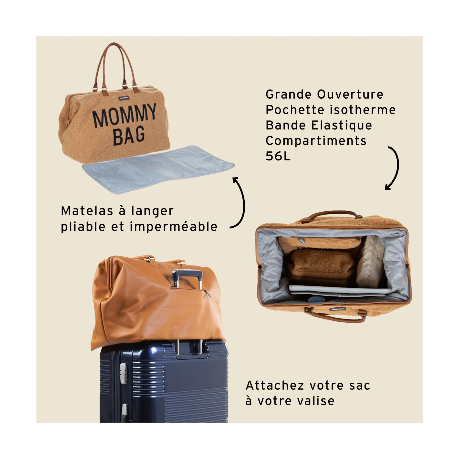 Sacs À Langer|Tout Pour Vos Balades*Childhome Sac à langer Mommy Bag de Teddy brun