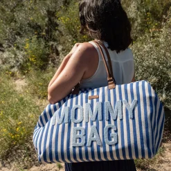 Tout Pour Vos Balades|Sacs À Langer*Childhome Sac à langer Mommy Bag de Rayures Bleu