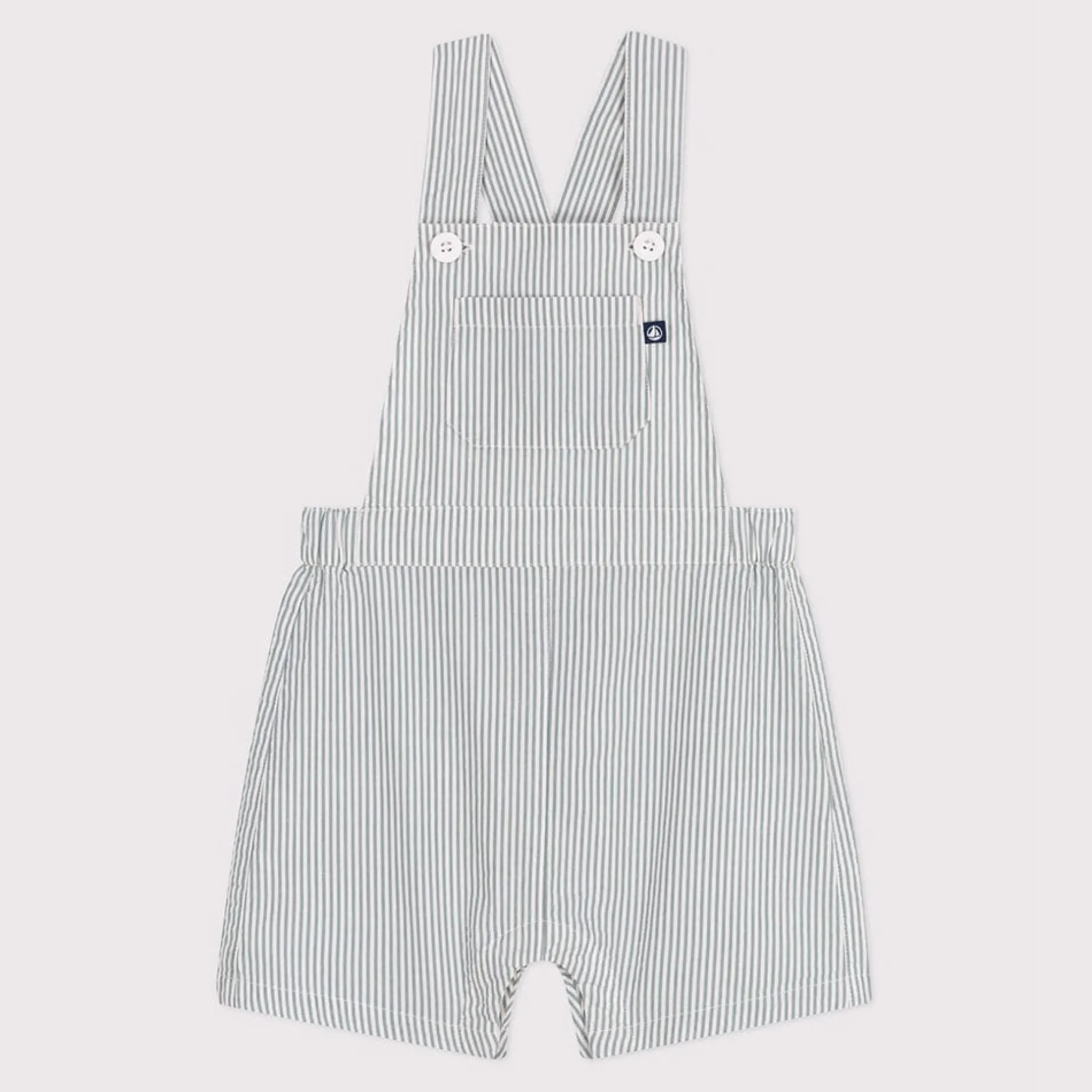 Combinaisons, Salopettes*Petit Bateau Salopette bébé en coton jambes courtes rayée de Bleu brut