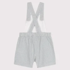 Combinaisons, Salopettes*Petit Bateau Salopette bébé en coton jambes courtes rayée de Bleu brut