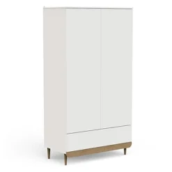 Armoires 2 Portes*CBA Meubles Scandinave Armoire 2 portes + 1 tiroir de Blanc / Chêne