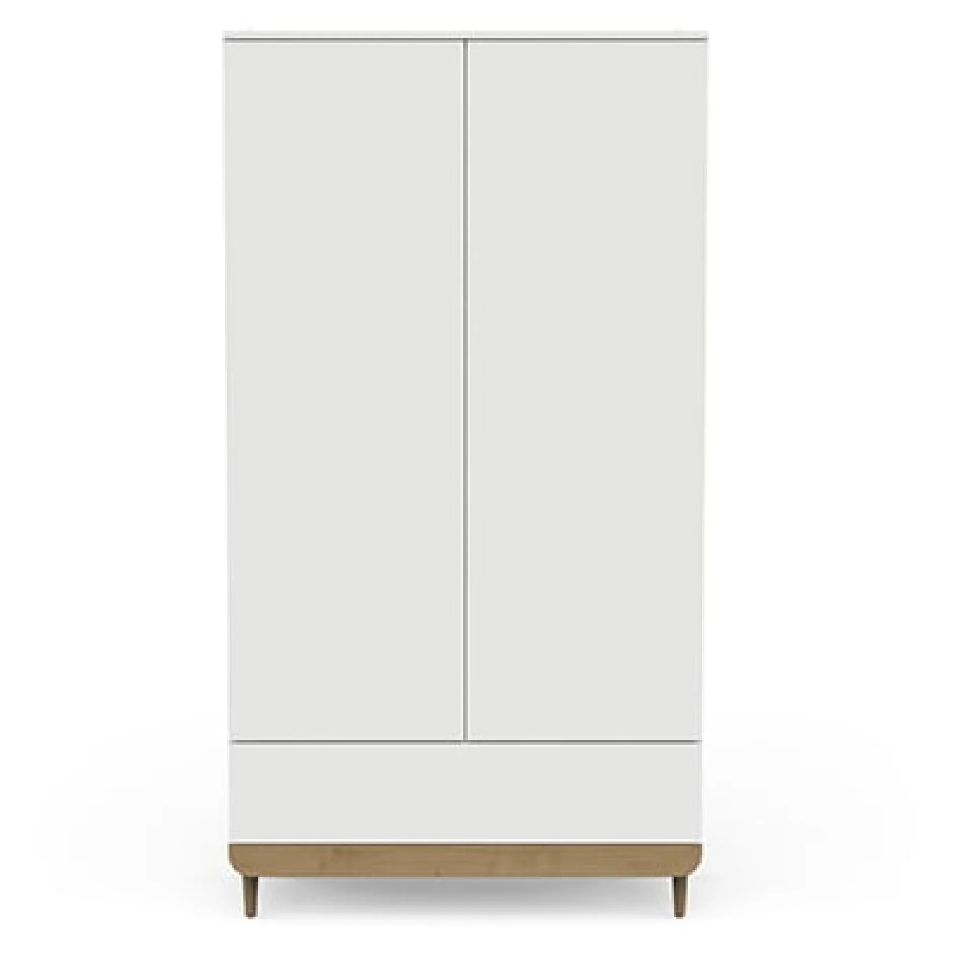 Armoires 2 Portes*CBA Meubles Scandinave Armoire 2 portes + 1 tiroir de Blanc / Chêne