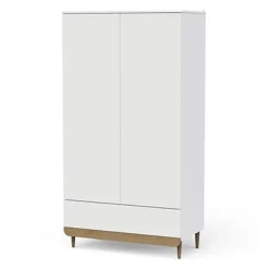 Armoires 2 Portes*CBA Meubles Scandinave Armoire 2 portes + 1 tiroir de Blanc / Chêne
