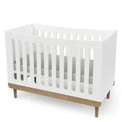 Lits 60X120 Non Évolutifs*CBA Meubles Scandinave Lit 60 x 120 cm de Blanc / Chêne