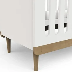 Lits 60X120 Non Évolutifs*CBA Meubles Scandinave Lit 60 x 120 cm de Blanc / Chêne