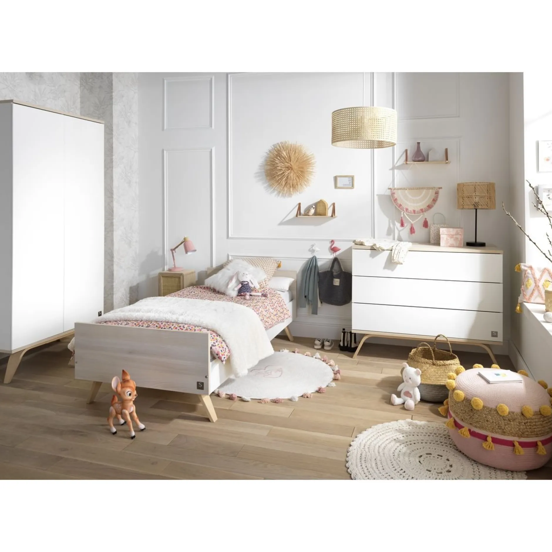 Lits 90X190 Non Évolutifs*Sauthon Baby's Sweet Home Serena lit junior 90x190 de Acacia/Blanc